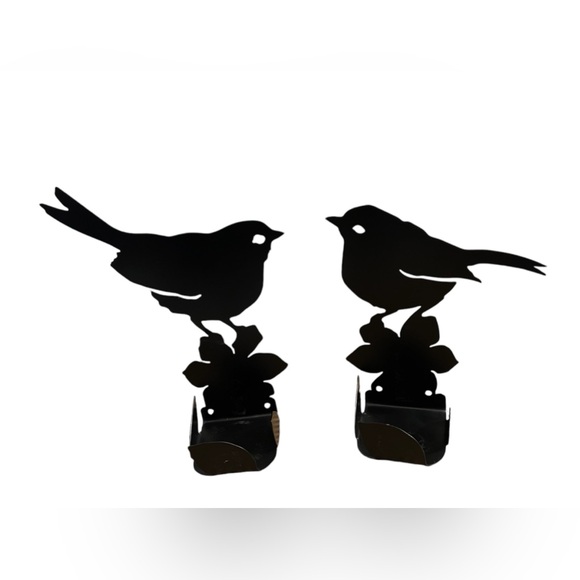 Pair of Bird & Flower Votive Black Metal Cutout Candle Holder Enthuse Design EUC - Picture 3 of 6